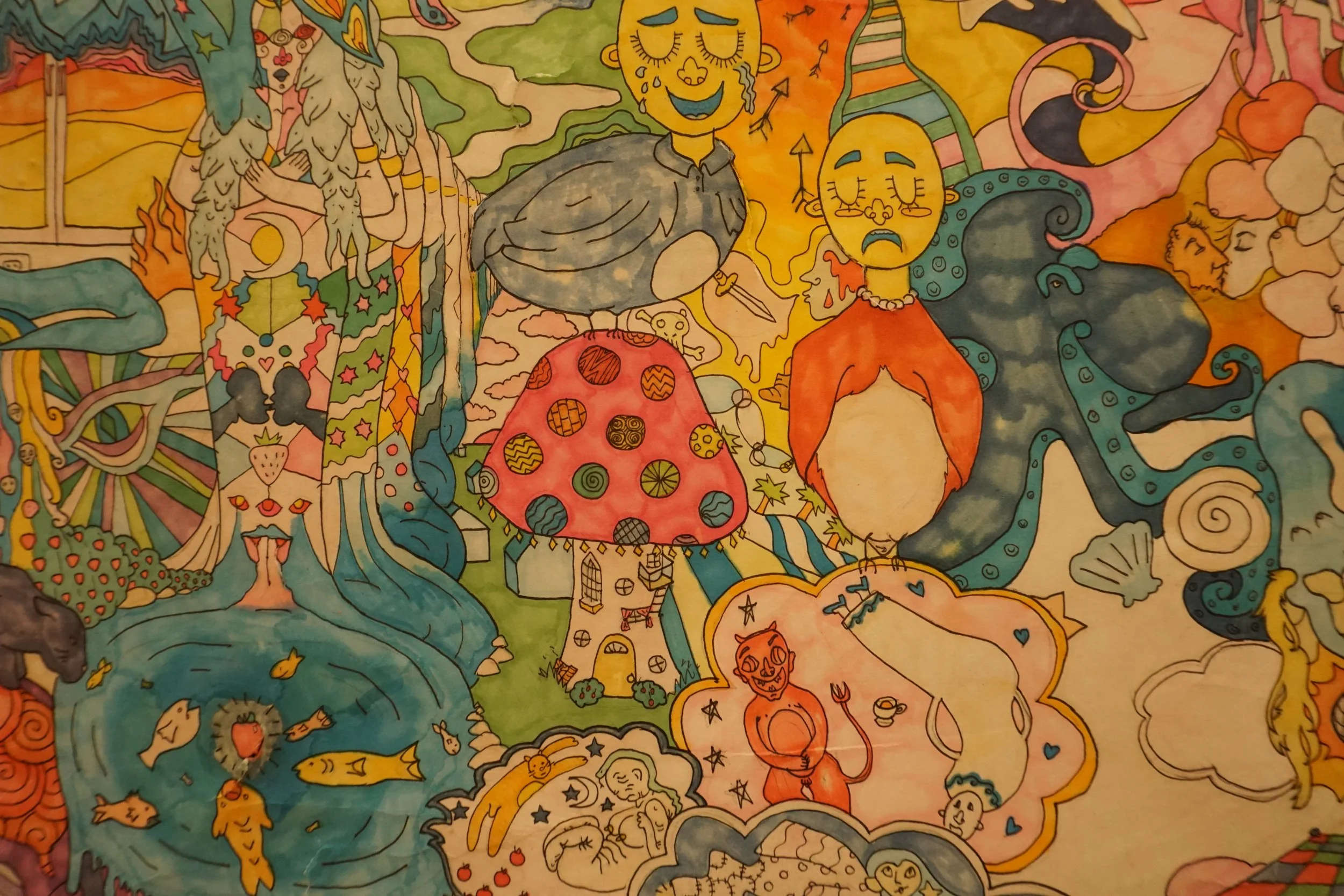 into the orchard, pen and marker on paper, 2021