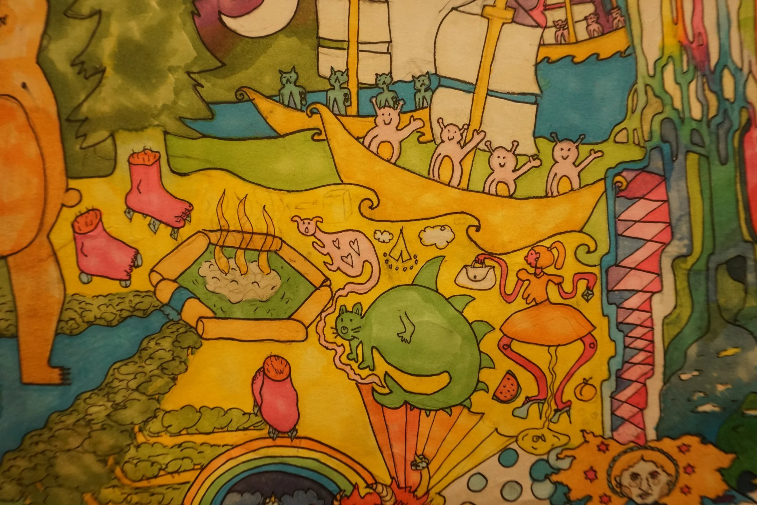 into the orchard, pen and marker on paper, 2021