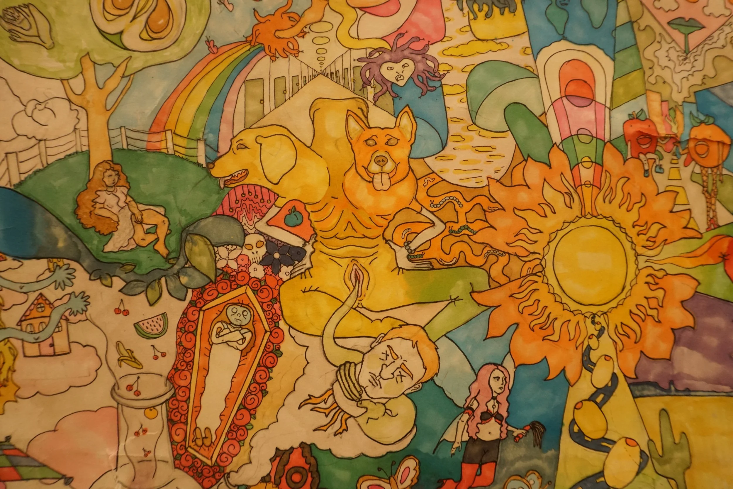 into the orchard, pen and marker on paper, 2021