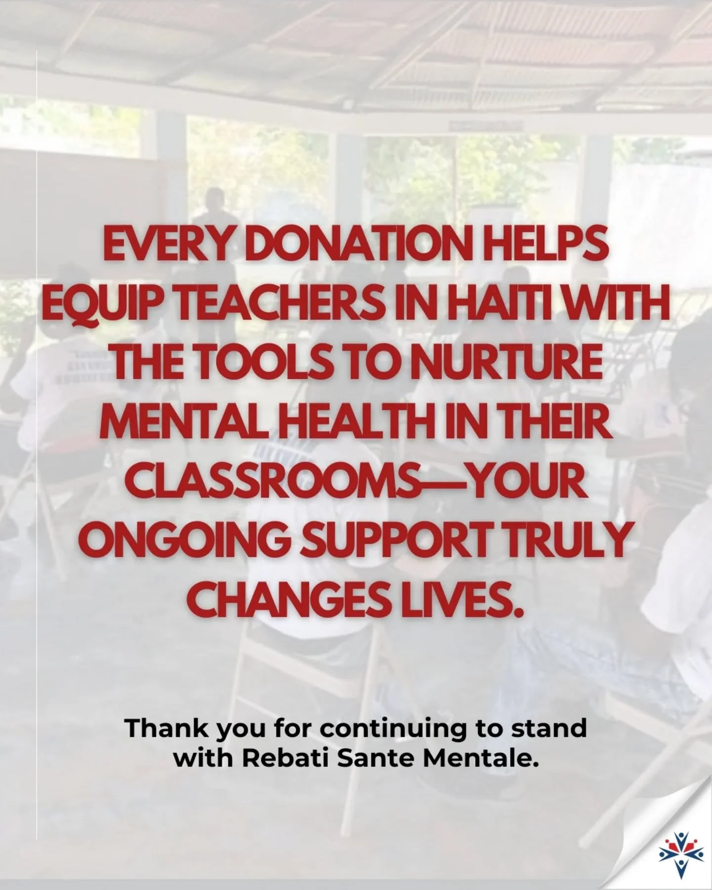 Every donation makes a real difference. 💙

By giving, you&rsquo;re helping equip teachers in Haiti with the tools, knowledge, and support they need to nurture mental health in their classrooms every single day. These teachers are on the front lines,