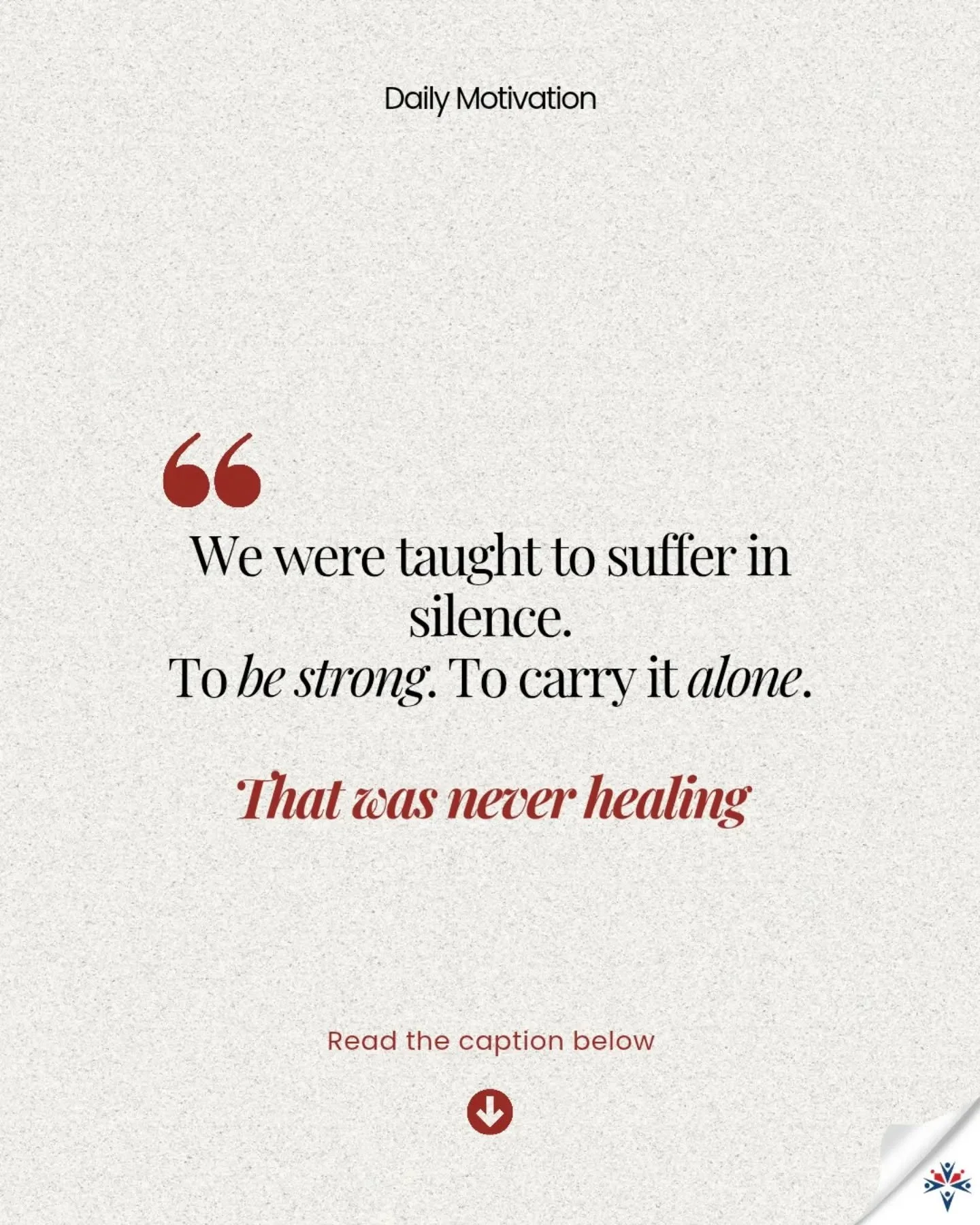 Breaking the silence is where healing begins. 🧠💛

For too long, many of us were taught to carry pain alone &mdash; to stay quiet, to &ldquo;be strong,&rdquo; even when we&rsquo;re hurting inside. But real strength is found in speaking, sharing, and