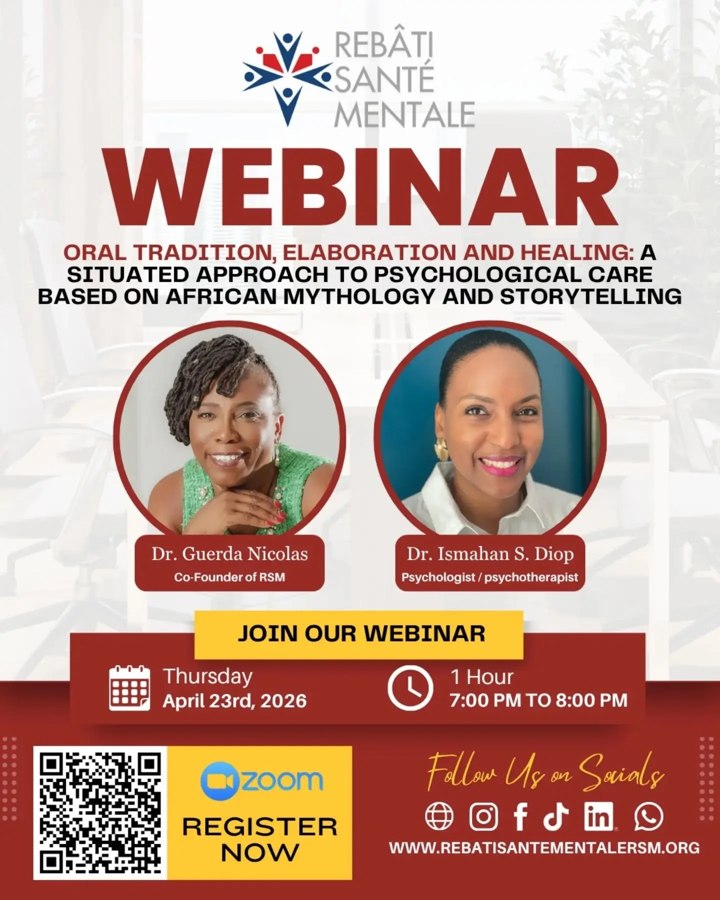 Healing doesn&rsquo;t only happen in silence&mdash;it also lives in stories, voices, and shared wisdom. 🧠✨

Join us for a powerful conversation on how oral tradition and storytelling rooted in African heritage can support psychological care, healing