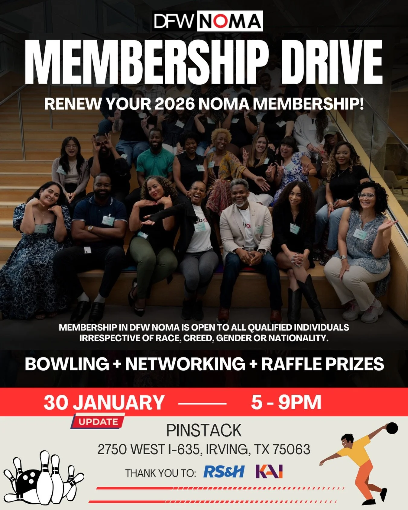 UPDATE!!!

Don&rsquo;t forget to renew your 2026 NOMA membership!
To kick off 2026, our first Happy our will be our  MEMBERSHIP DRIVE!!

Come ready to bowl and enter our raffle to win some fun prizes! We will also be helping any attendees become NEW 