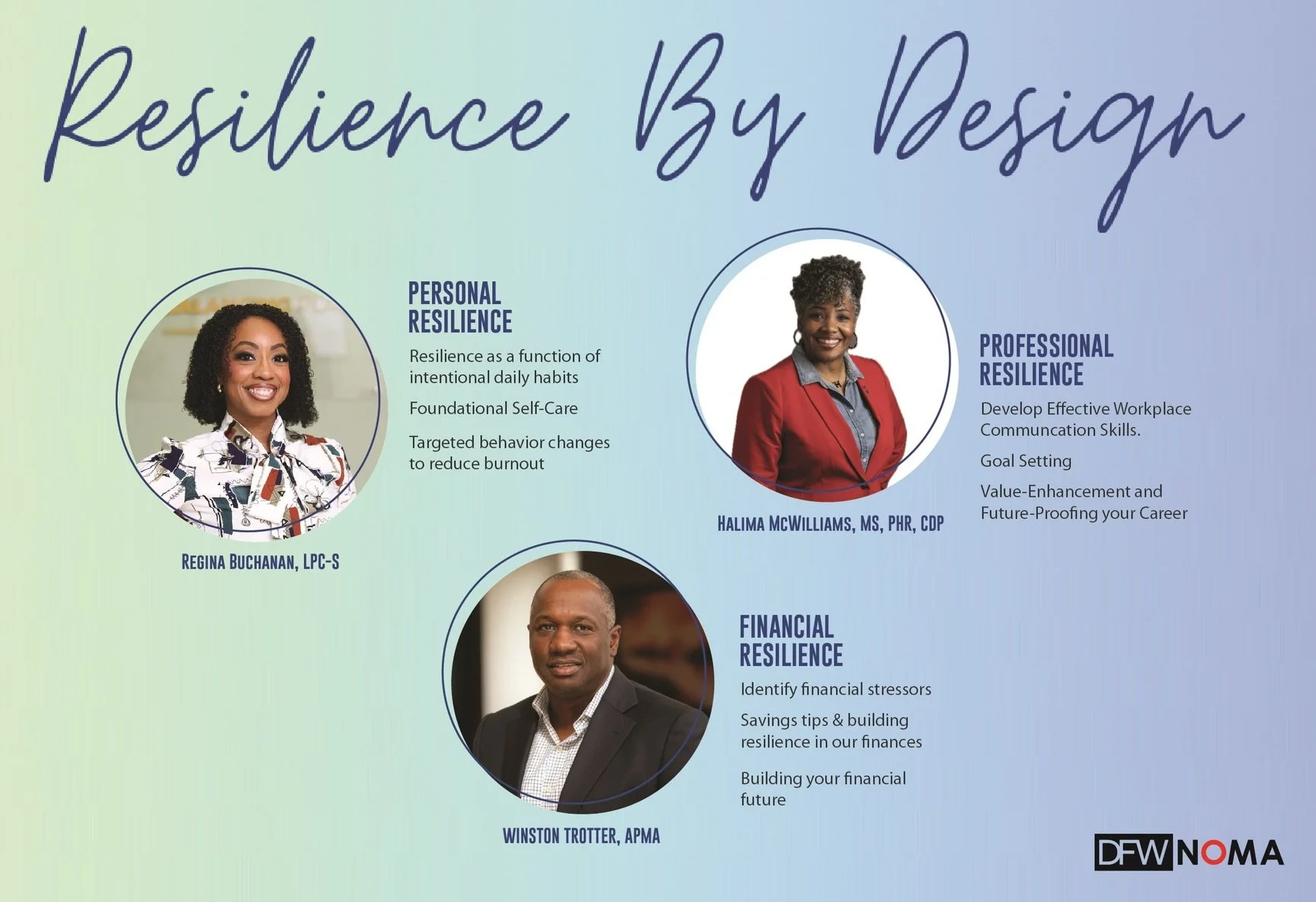 As part of our &ldquo;Resilience by Design&rdquo; theme for this year&rsquo;s Wellness Symposium, we will be focusing on Personal, Professional and Financial Resilience. Meet our presenters!

Don&rsquo;t forget to grab your ticket for our Wellness Sy