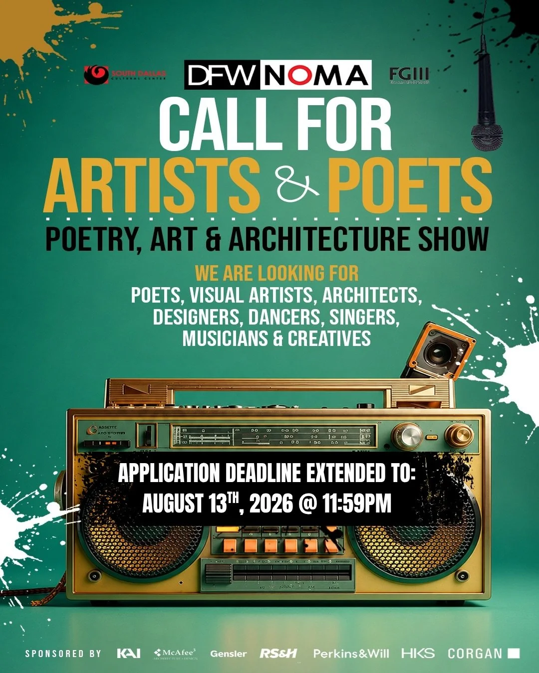 🚨DEADLINE EXTENDED: CALL FOR ARTISTS, POETS &amp; CREATIVES 🚨
DFW NOMA, in partnership with the South Dallas Cultural Center and FIll Fine Art Productions, is officially accepting submissions for the 2026 Poetry, Art, &amp; Architecture Show!
Theme