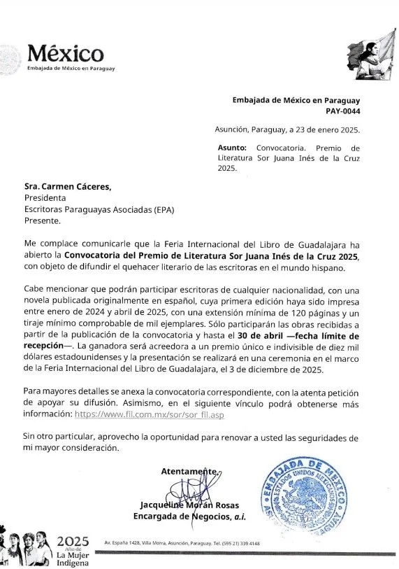 Premio de Literatura “Sor Juana Inés      de la Cruz”