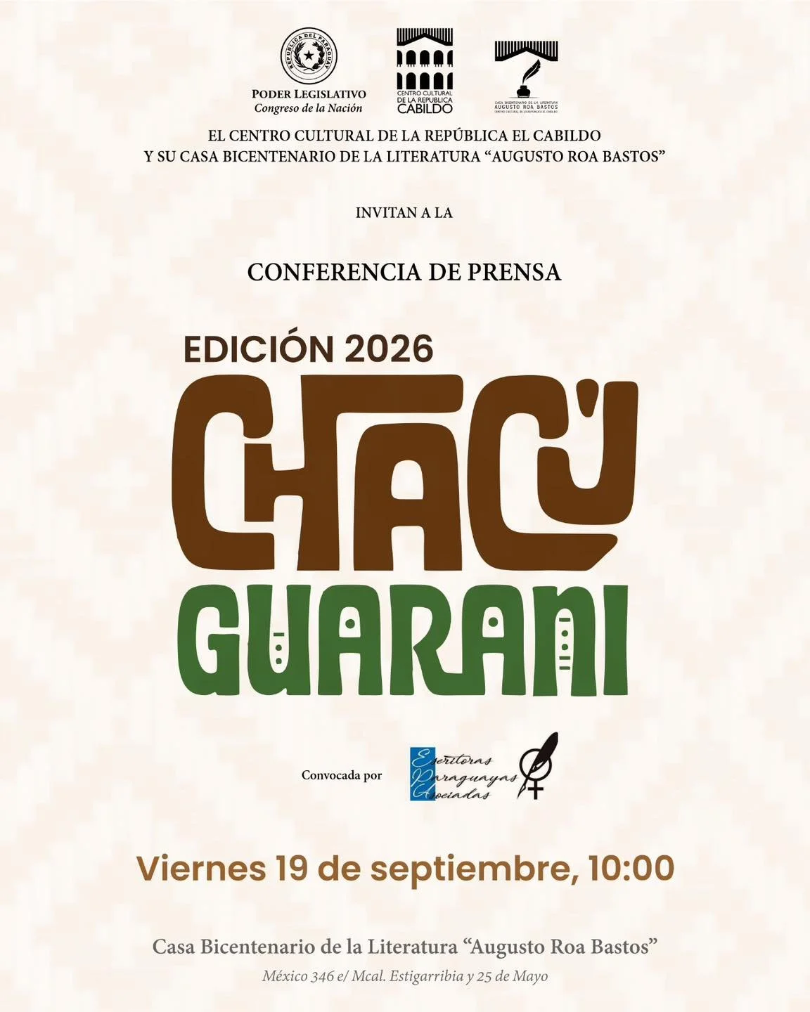  Feria del Libro Chacú Guaraní, edición 2026