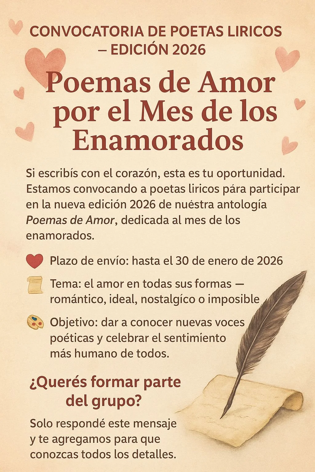 Convocatoria de Poetas Líricos – Edición 2026