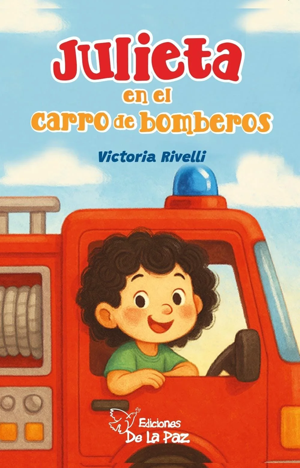 Julieta en el carro de bomberos