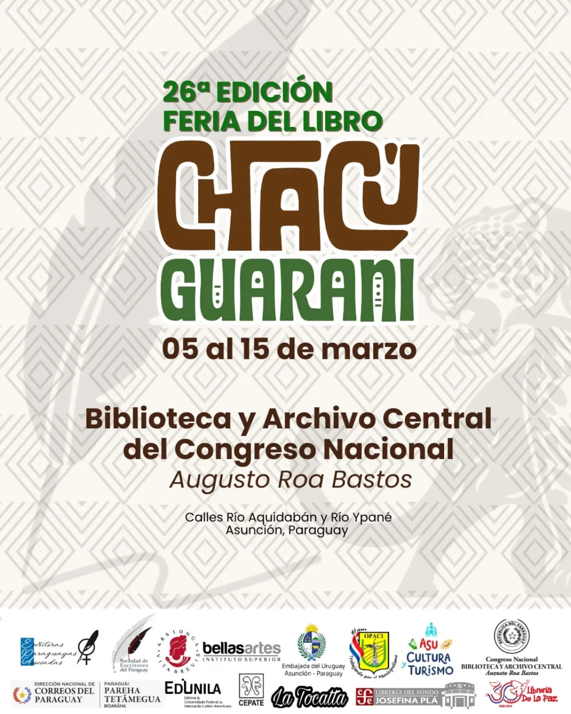 Vení a la Feria del libro “Chacú Guaraní 2026”, del 05 al 15 de marzo