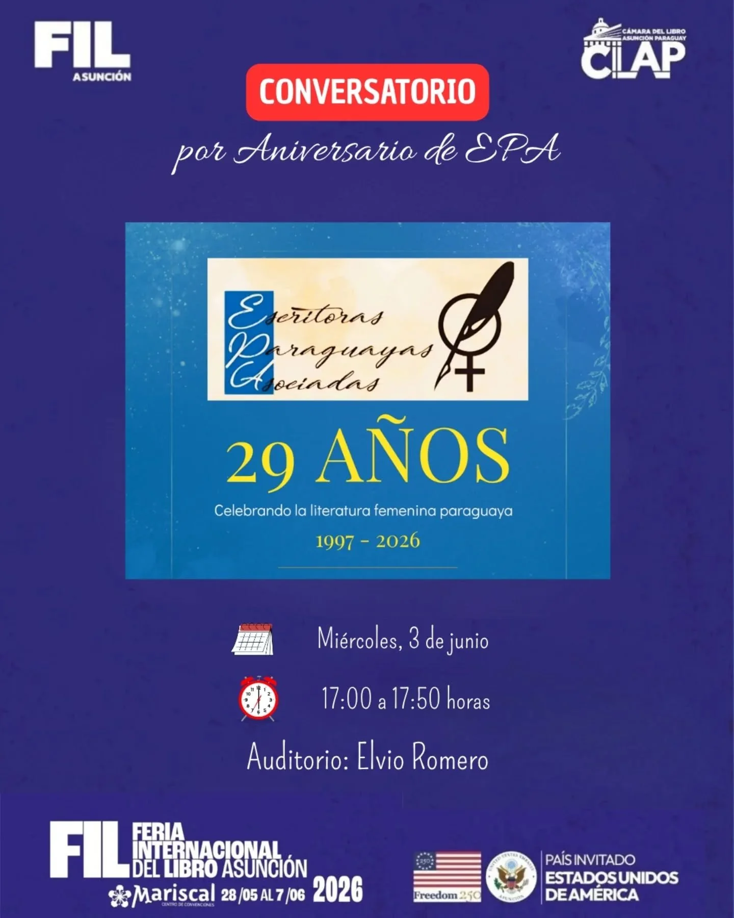 Escritoras Paraguayas Asociadas celebrará su 29 aniversario en la FIL 2026