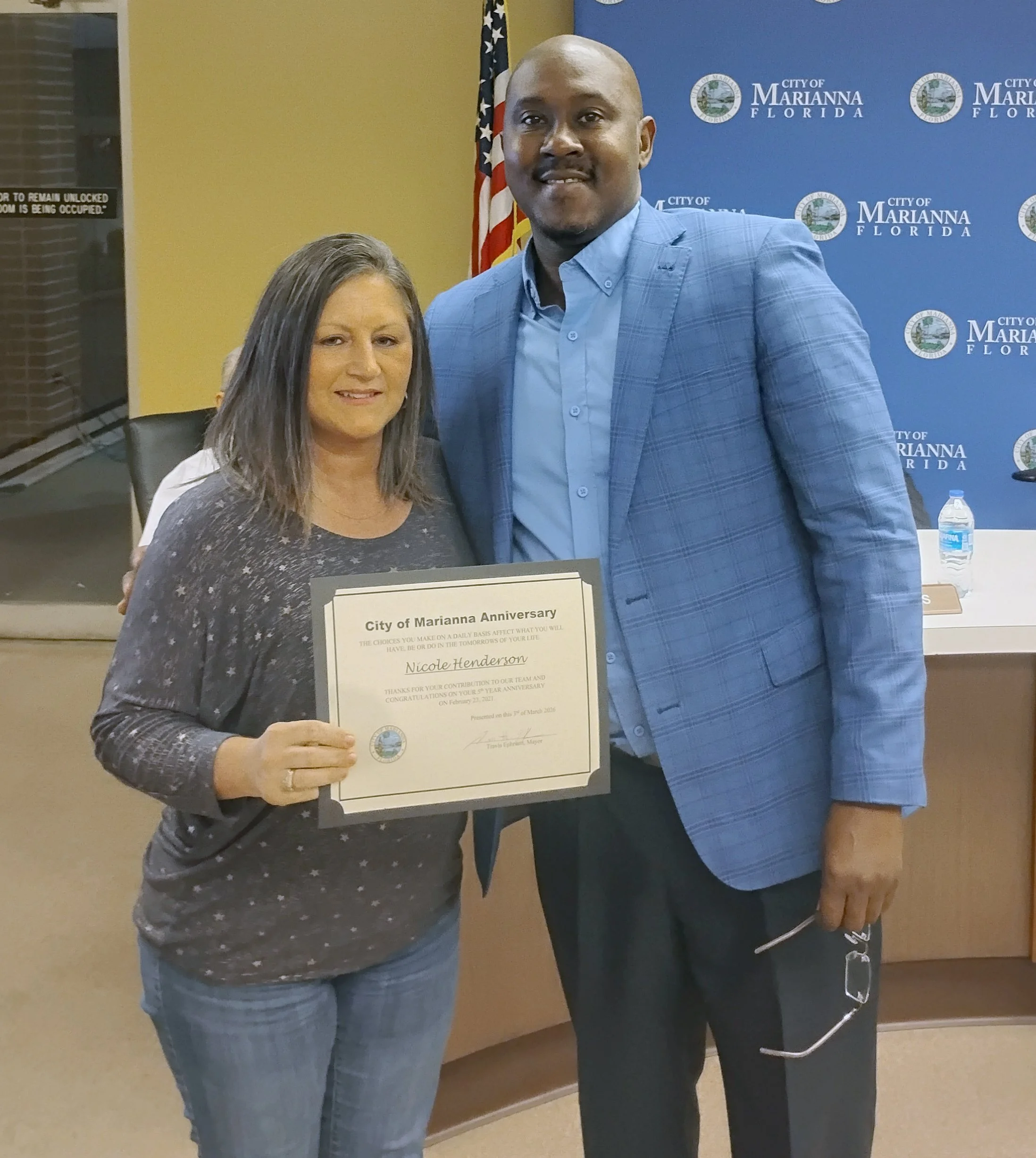 Marianna Recognizes Nicole Henderson For Five Years