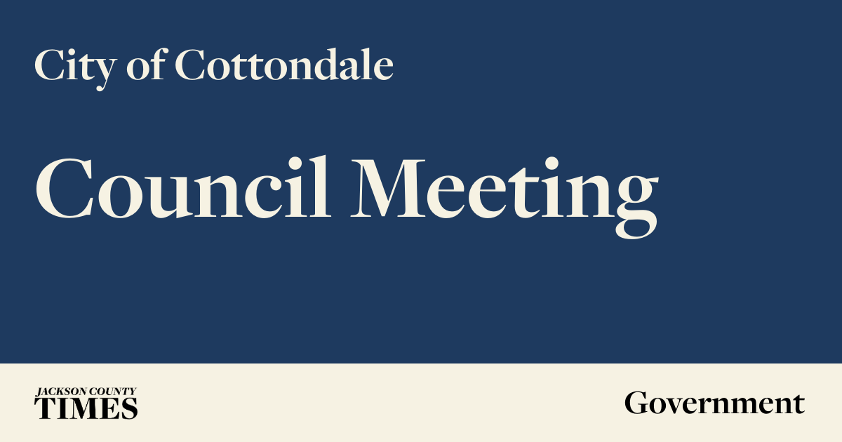 The Cottondale City Council will have a special meeting at 5:00 p.m. followed by a regular meeting at 6:00 p.m.