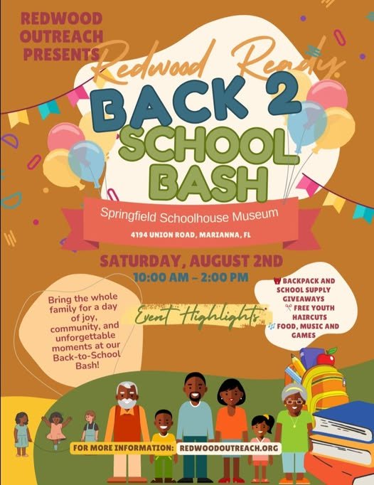 Redwood Outreach will have a back to school bash at 4194 Union Road at the Springfield Schoolhouse Museum