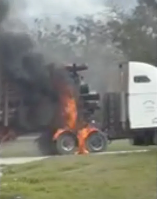 Log Truck Fire Extinguished With No Injuries