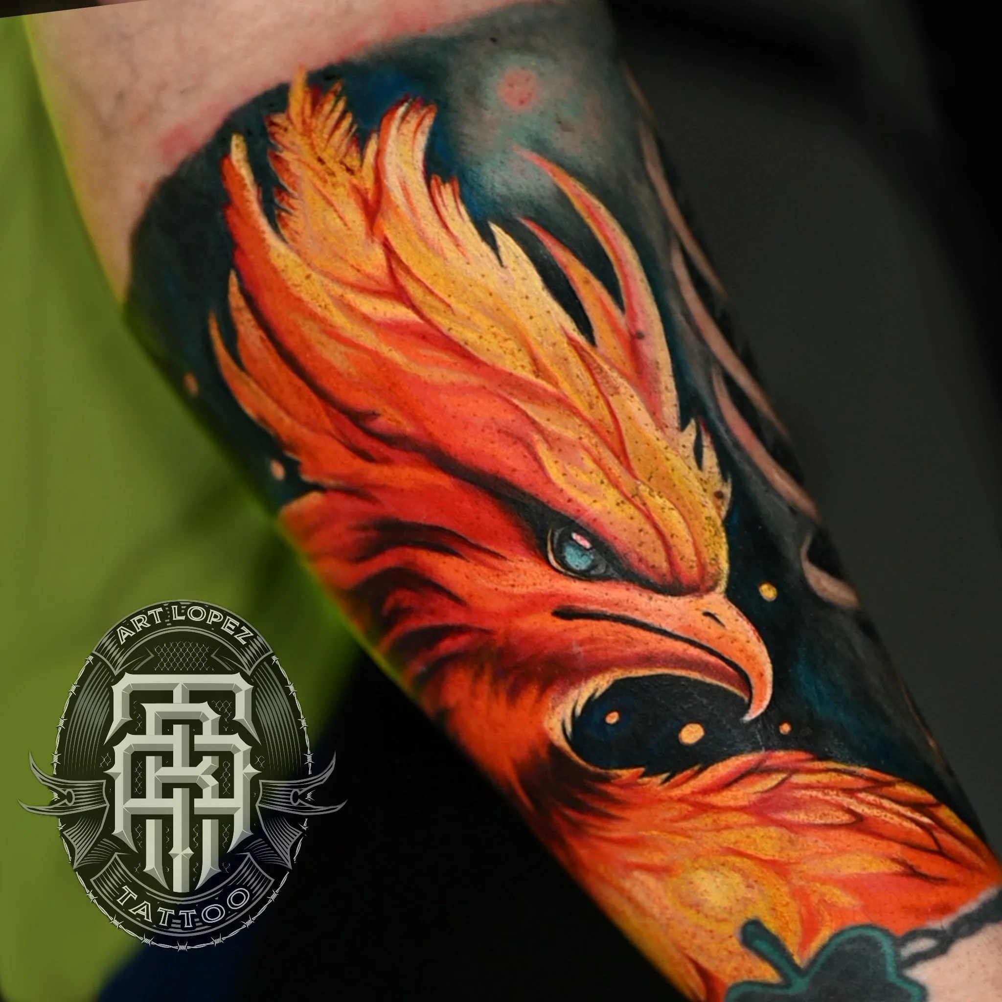 ILLUSTRATIVE PHOENIX COLOR TATTOO INNER FOREARM MEMPHIS TN TATTOO ARTIST