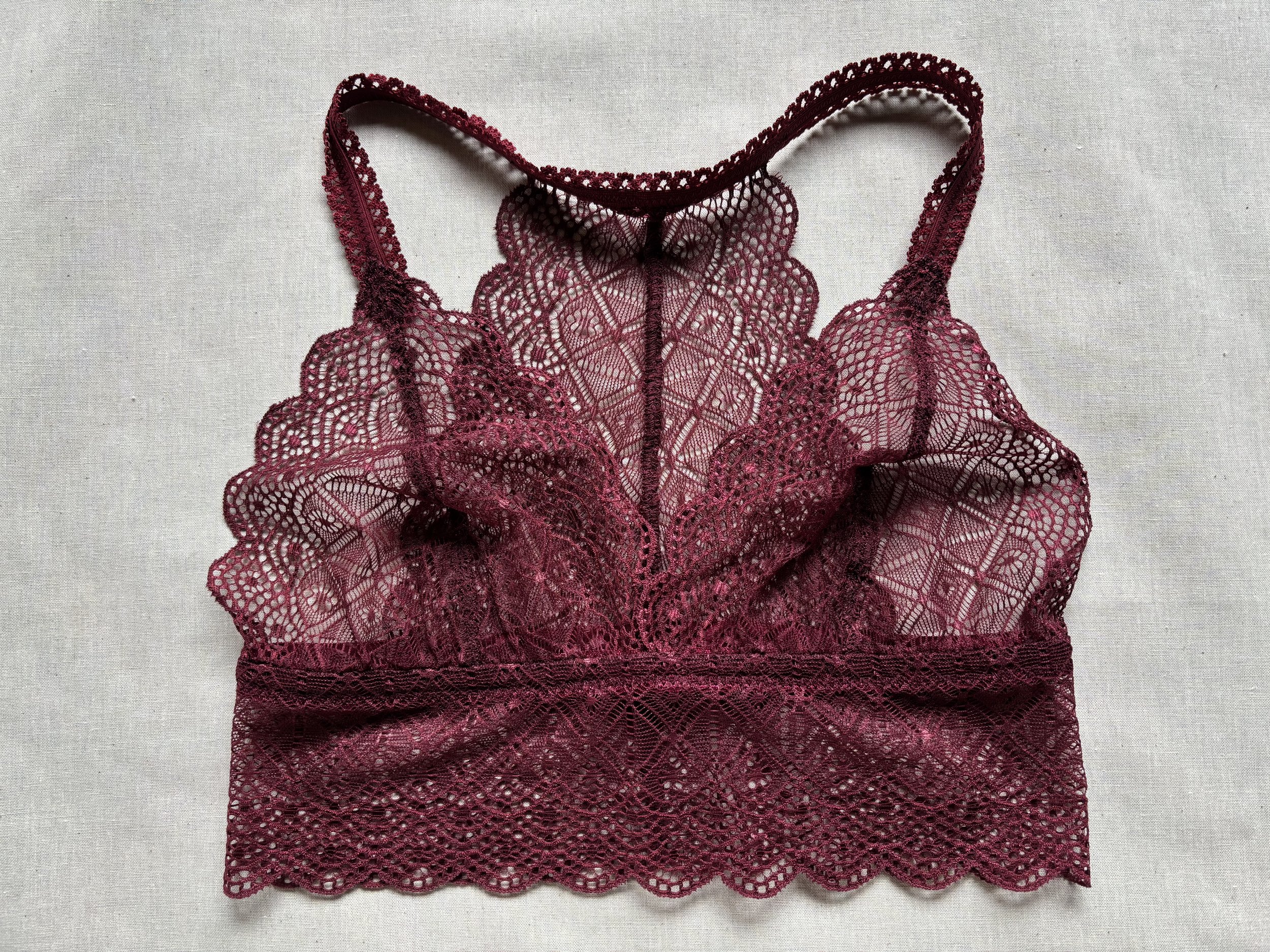 Sale :: Burgundy Lace Racerback :: Size 32C