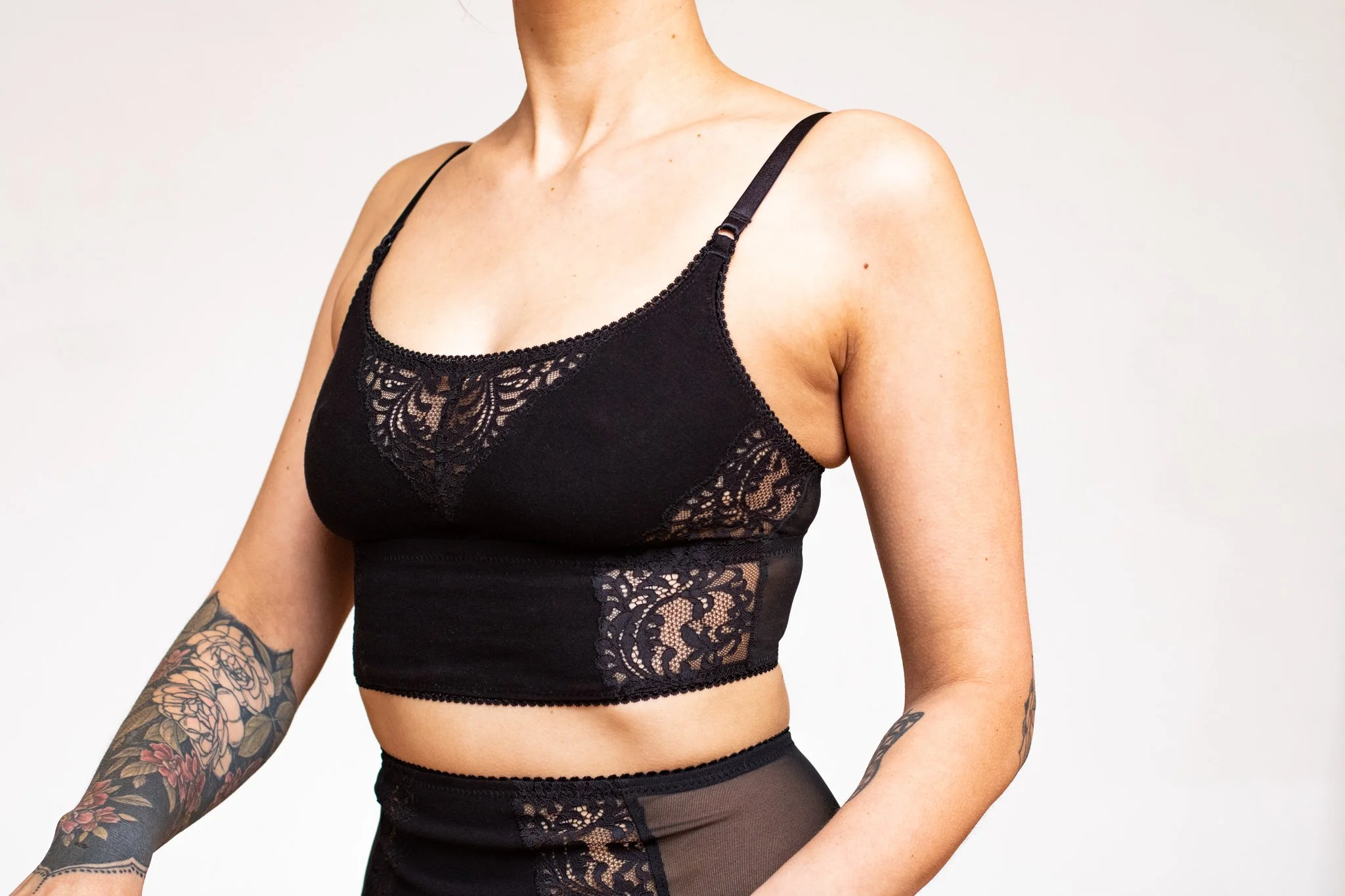 Applique Camisole in Organic Cotton + Valencia Lace