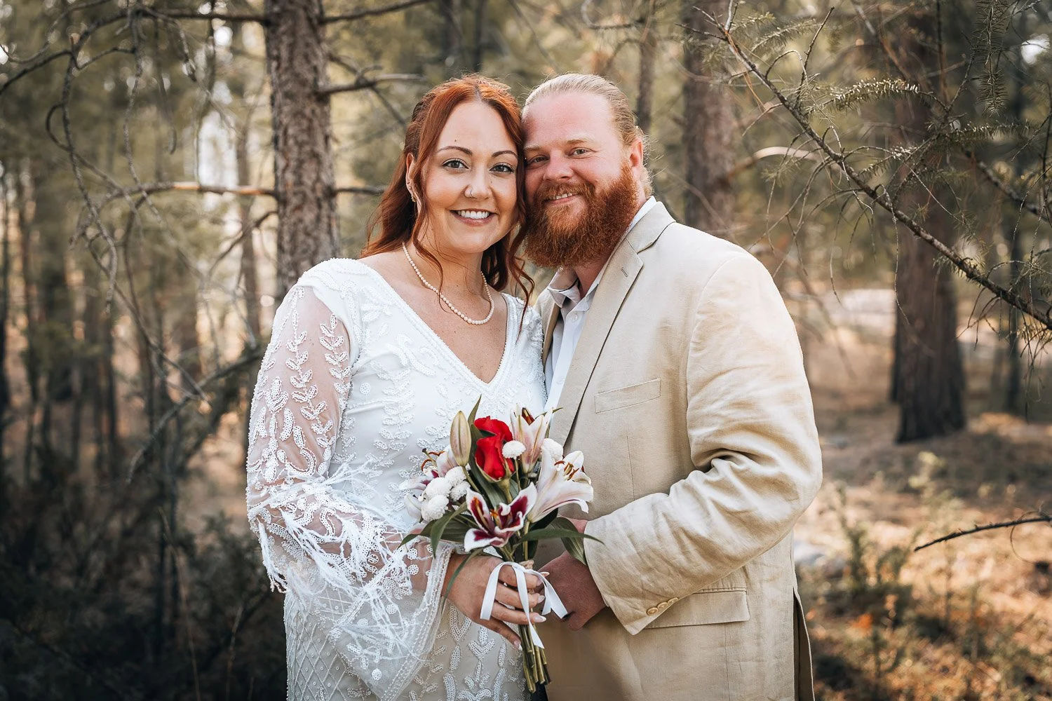 smiling bride and groom photo