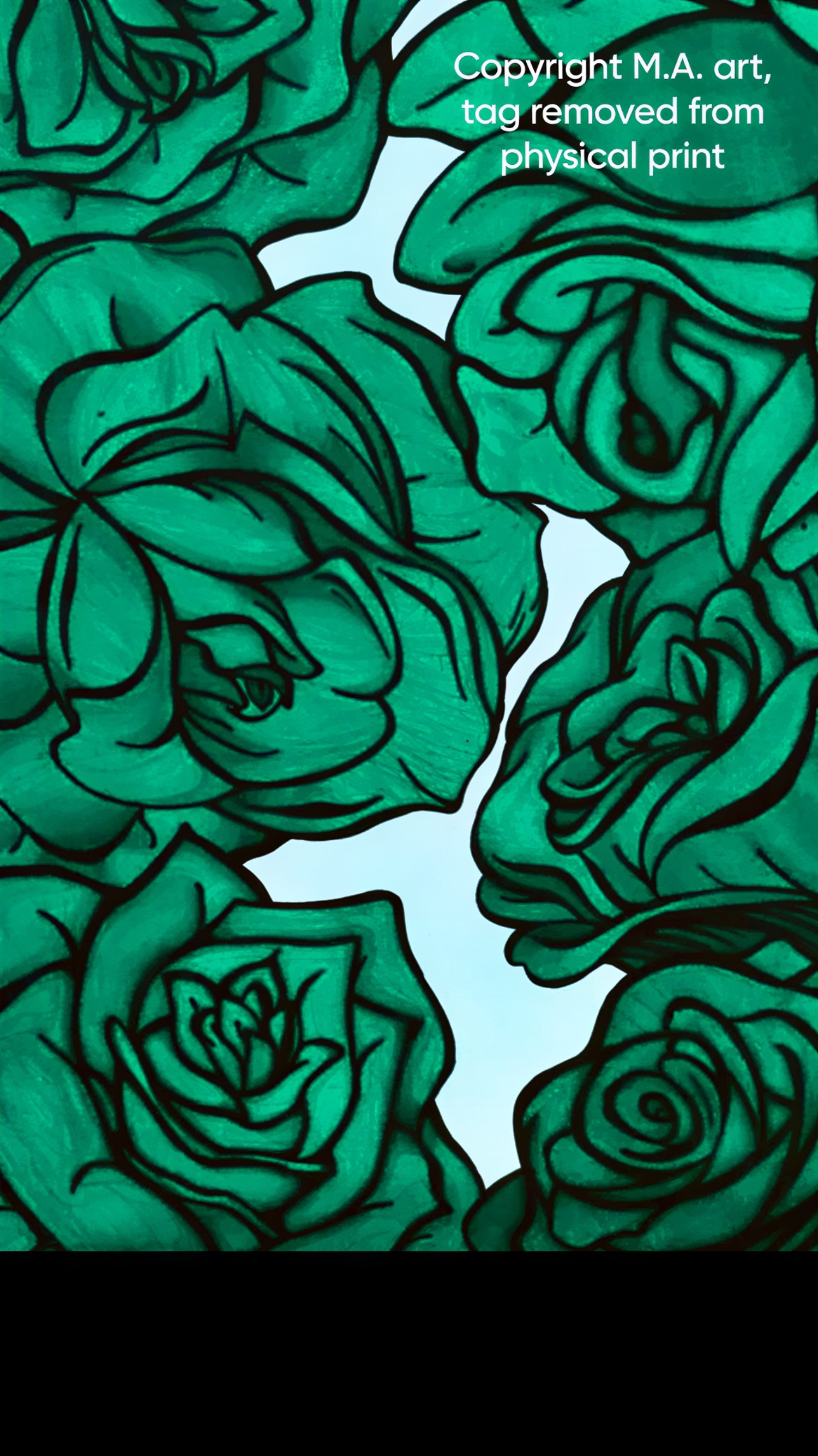 Aqua Rose Print #4