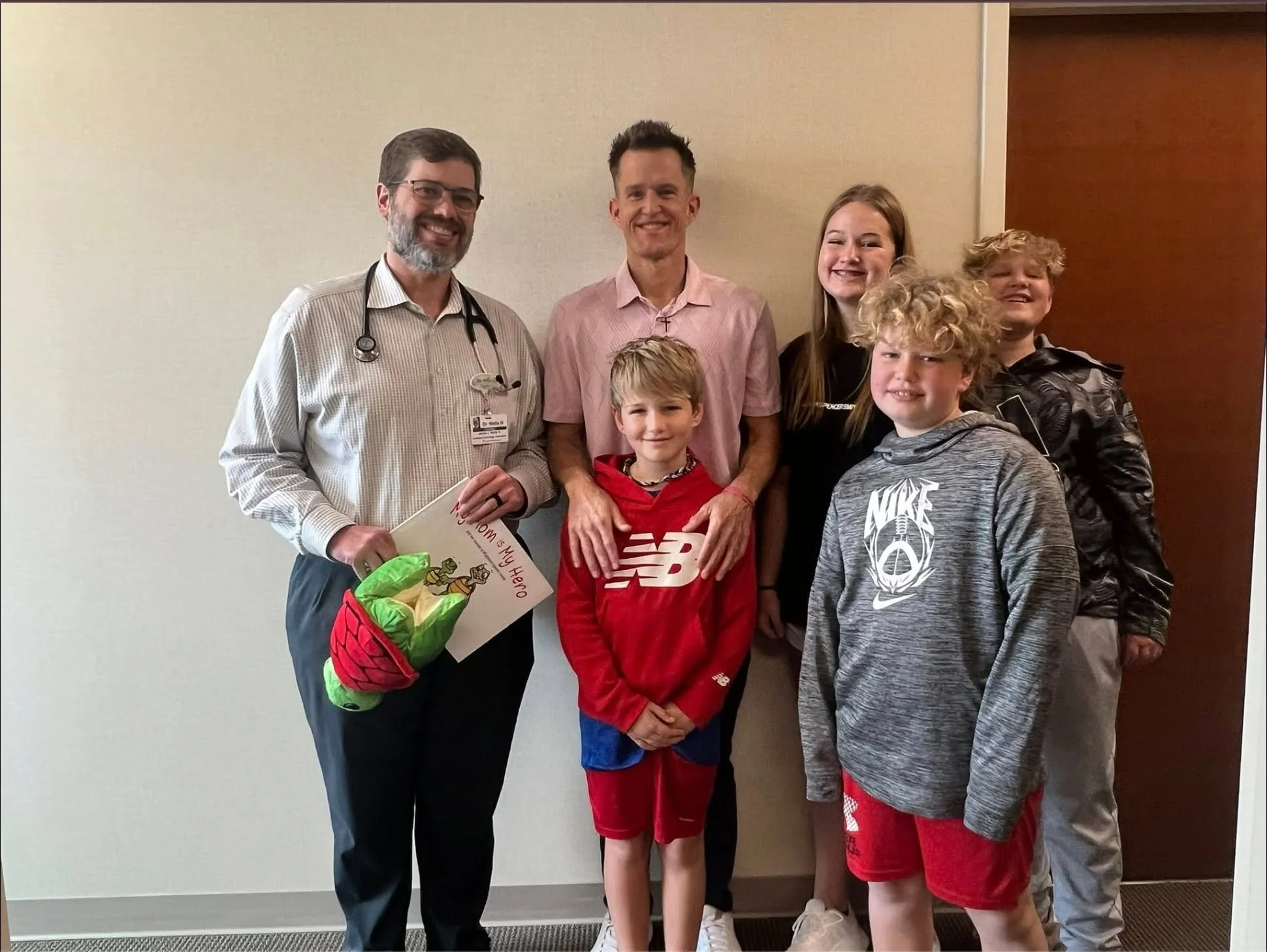 BIG Thanks to Dr. Wells and the team at Lexington Medical Center and the Cancer Center!  Lexington Health 

Here's what Jesse Harmon (RUN HARD Founder) had to say about the sweet day...

"Today I went back to the 4th floor. I introduced my kids 