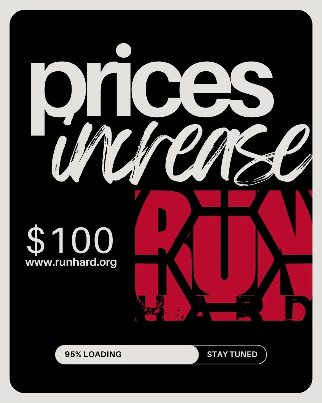 Don't forget! Registration price for the RUN HARD 5K program increases to $100 tonight at midnight! Get signed up!