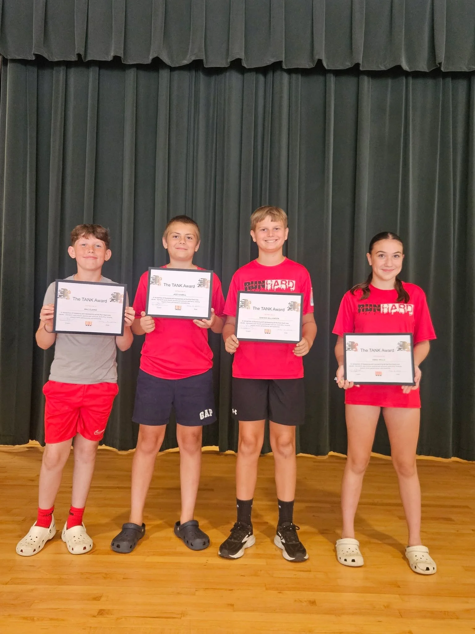 Congratulations to the Spring 2026 Tank Award winners at Rocky Creek!

Left to Right: Mac Clarke, Jace Hammill, Sawyer Williamson, Emma Wells