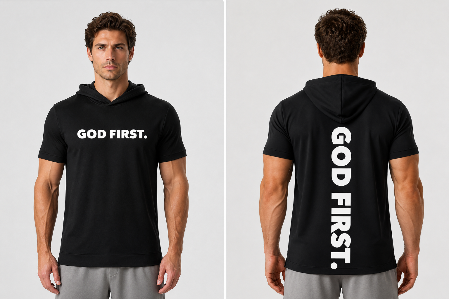 "God First." Fioboc Short Sleeve Hoodie