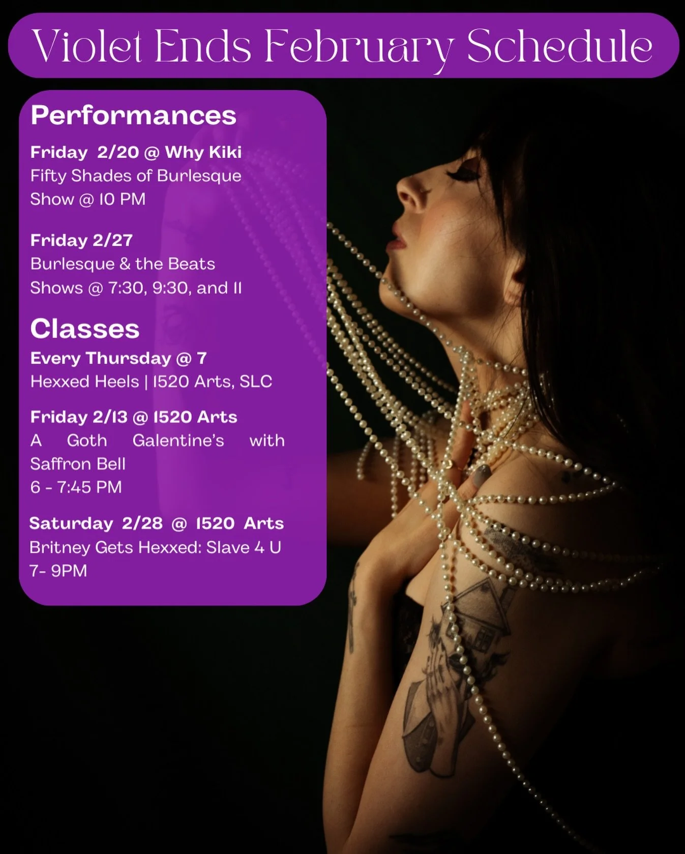 Come spend this short month with your favorite shorty! 
-
I&rsquo;ve got some spice up my sleeve this month&mdash;these performances are going to light your hearts on fire! When will I see you? 
-
📸: @shotby_mander 
#burlesque #utahartist #performer