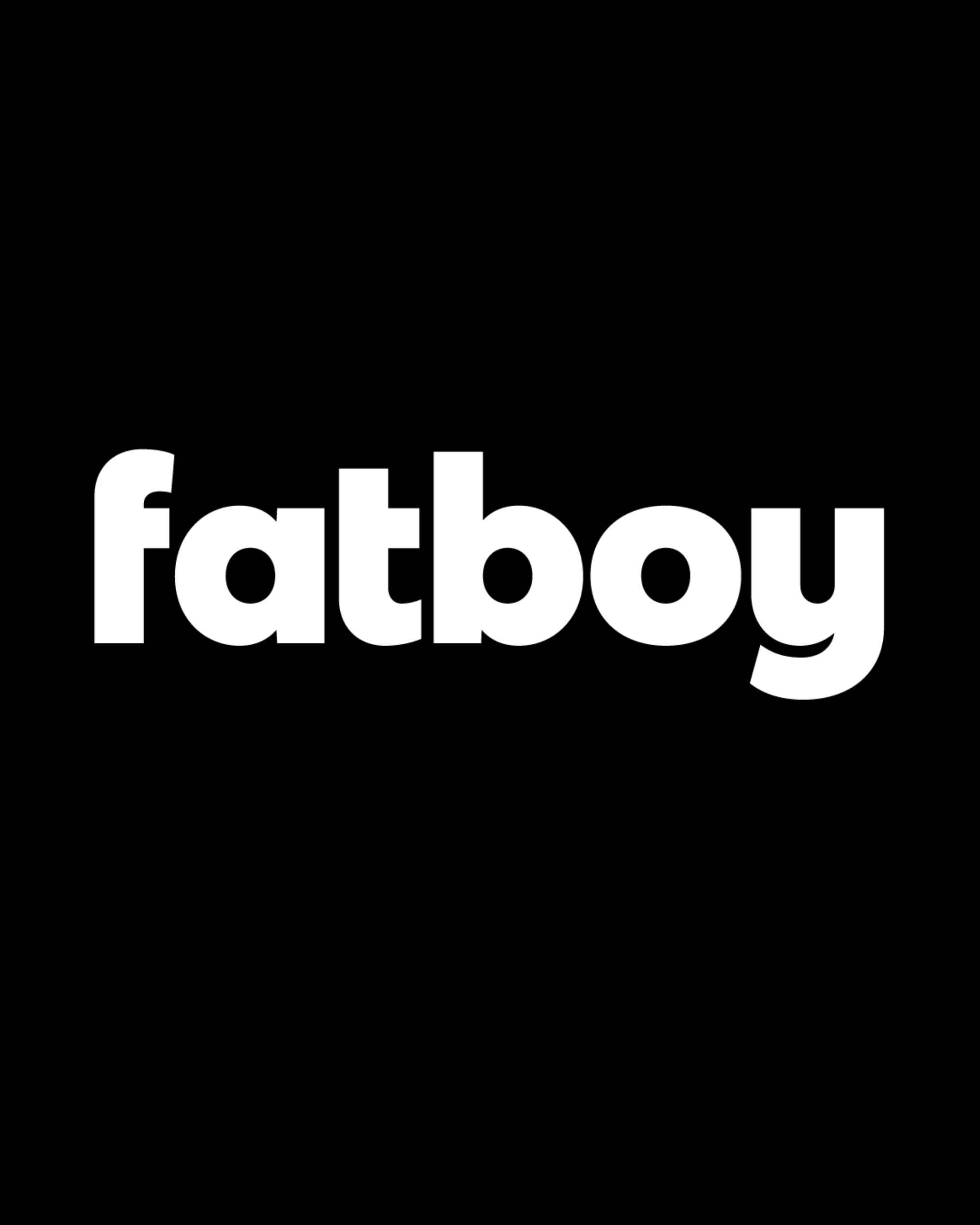 Black background with the word 'fatboy' in large white lowercase letters.