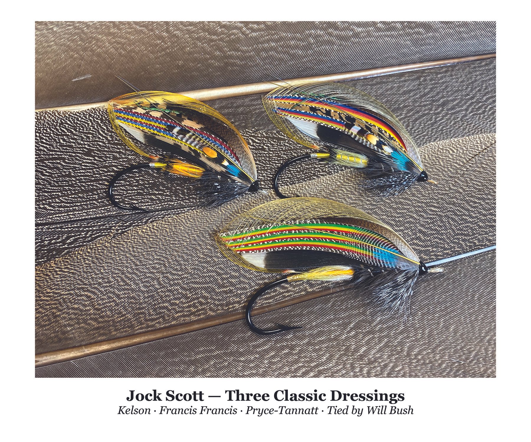 image of three jock scott dressings tied by will bush