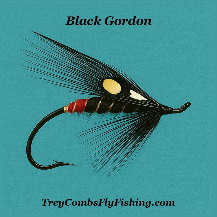 Black Gordon steelhead fly pattern developed by Clarence Gordon for the North Umpqua River.