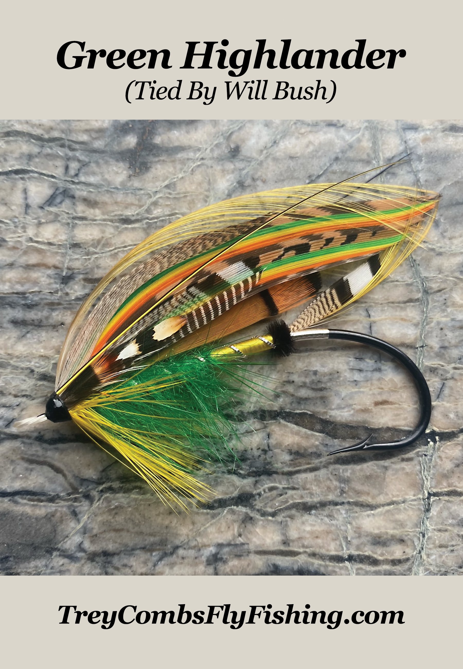 image of green highlander salmon fly pattern tied by will bush