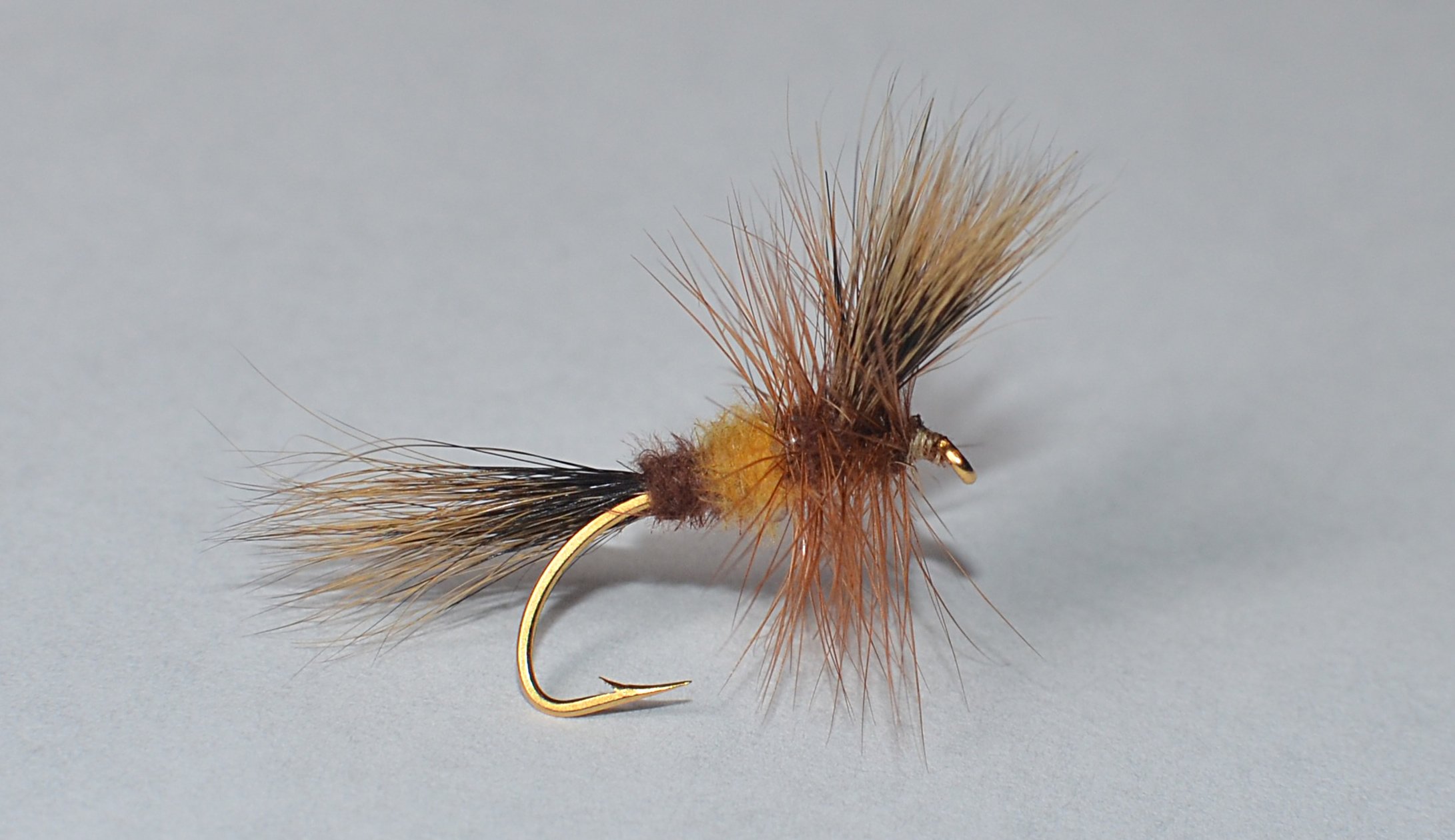 A Steelhead Bee variant, tied in hand by Adrian Cortes.
