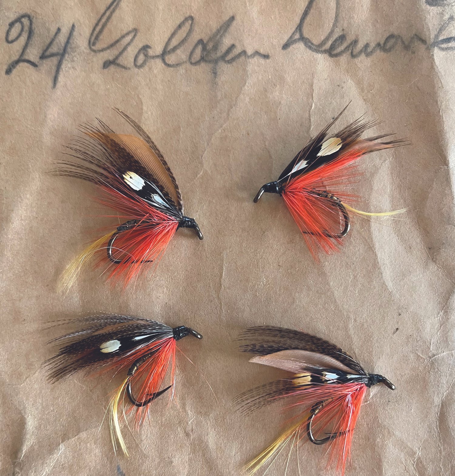 image of original Golden Demon tied with bronze mallard-flank wings and a gold tinsel body