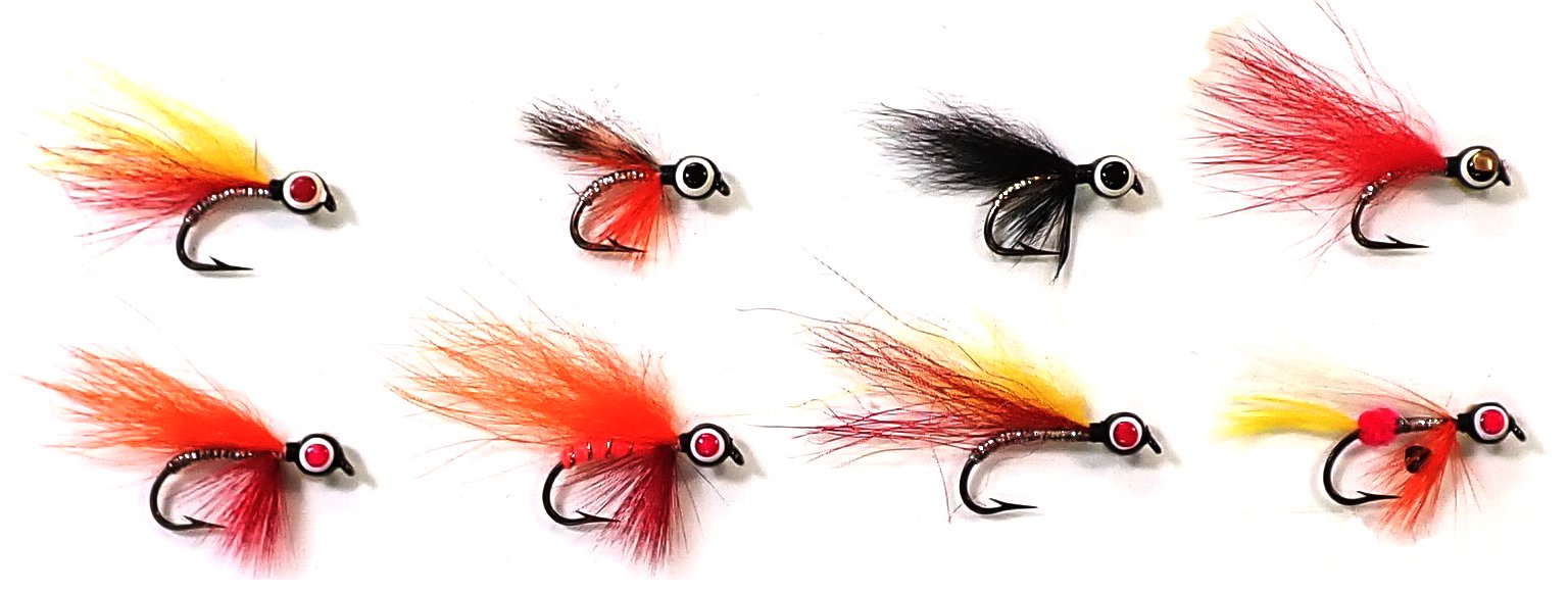 Eight Optics tied by Lloyd Silvius and pictured in Trey Combs’s Steelhead Fly Fishing & Flies (1976), photographed again fifty years later.