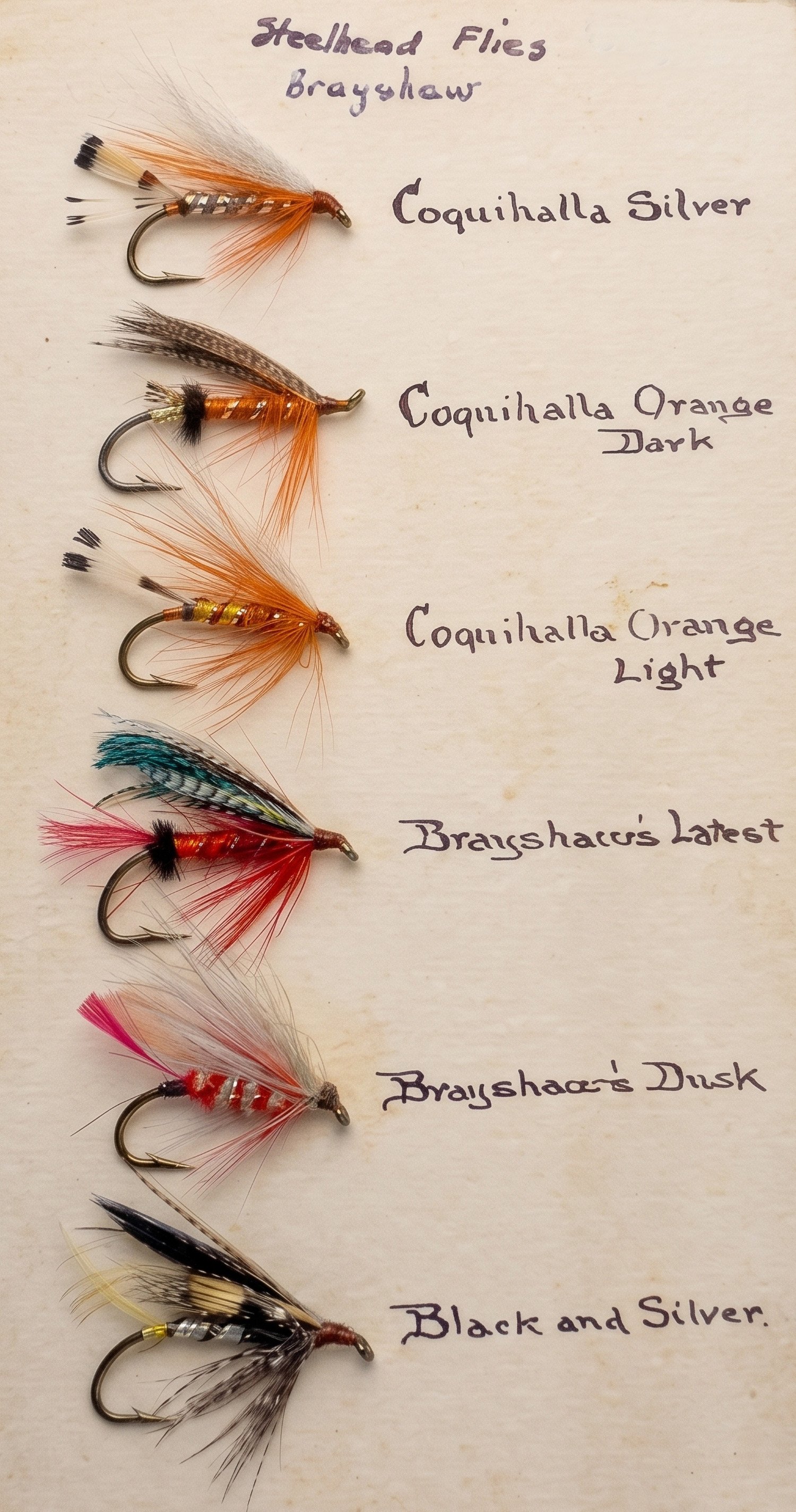 Image of flies tied by Tommy Brayshaw featured in the American Museum of Fly Fishing