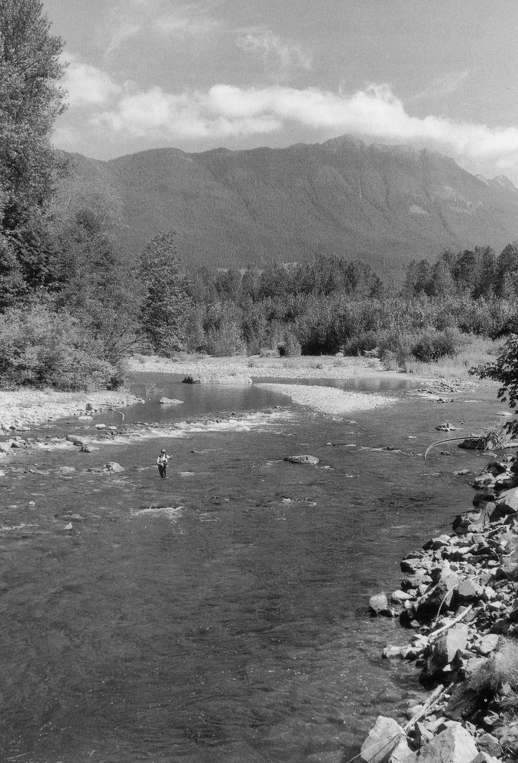Trey Combs wakes a dry above the Deer Creek confluence. Image from Steelhead Fly Fishing by Trey Combs