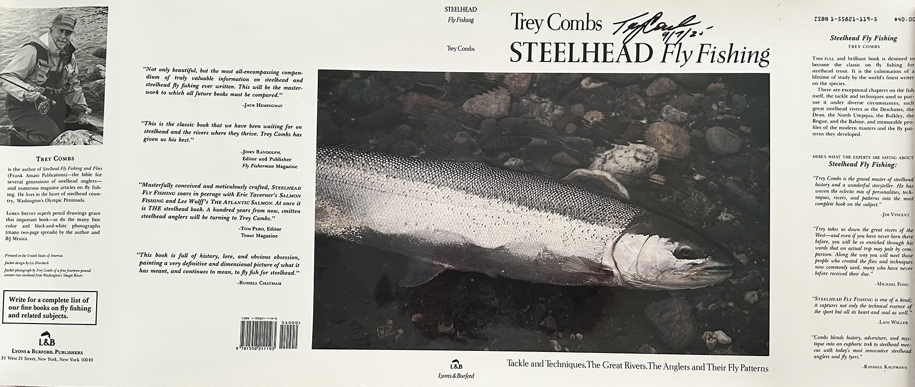 Dust jacket from the 1991 printing of Steelhead Fly Fishing by Trey Combs.