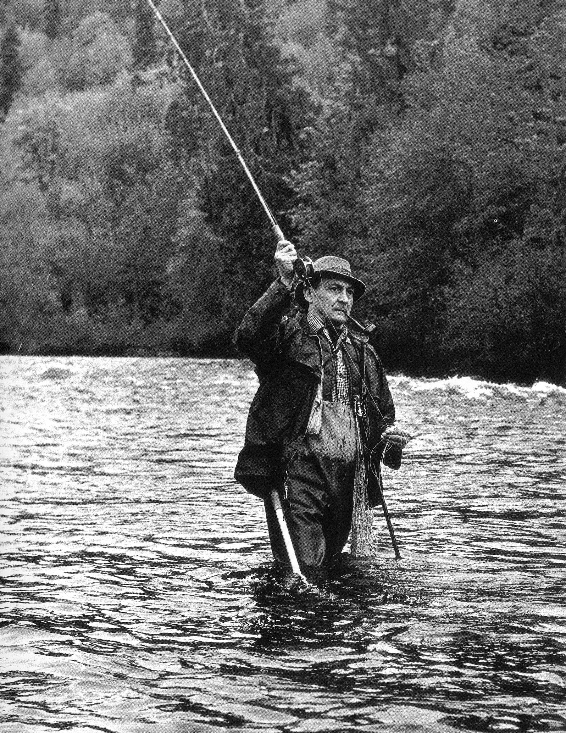 image of Roderick Haig-Brown fly fishing the Stamp River.