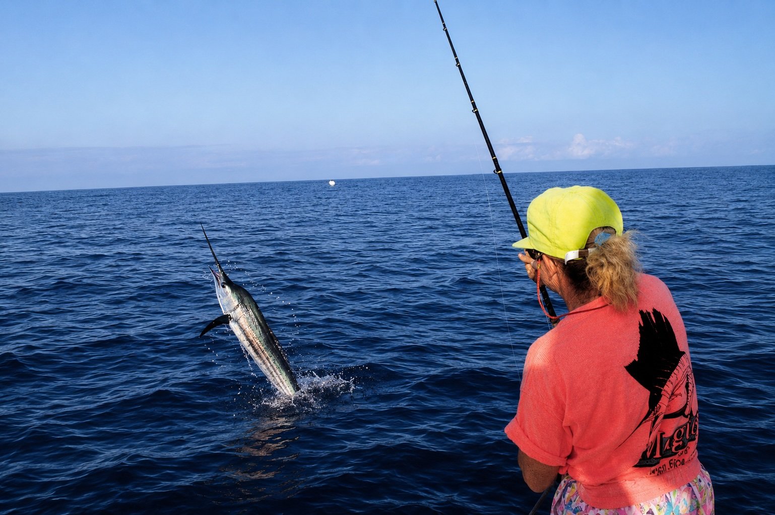 image of jumping pacific sailfish from bluewater fly fishing by trey combs