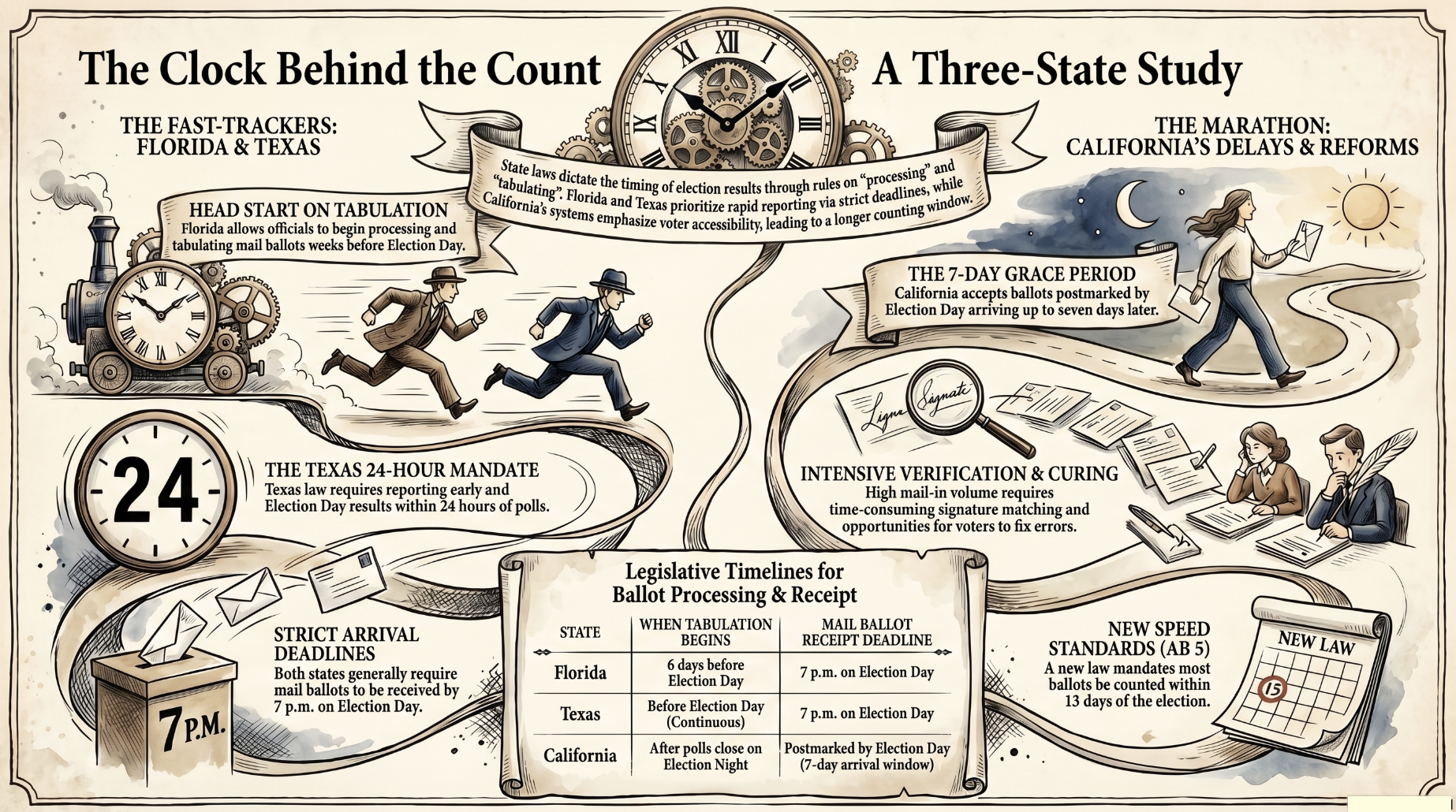 infographic comparing elections in Florida and Texas