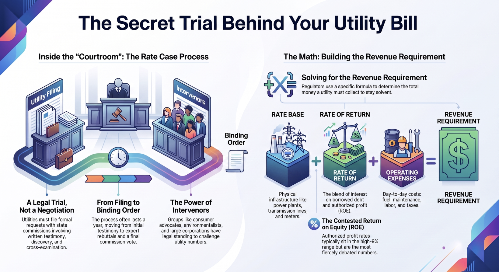 infographic explaining electric bill ratemaking