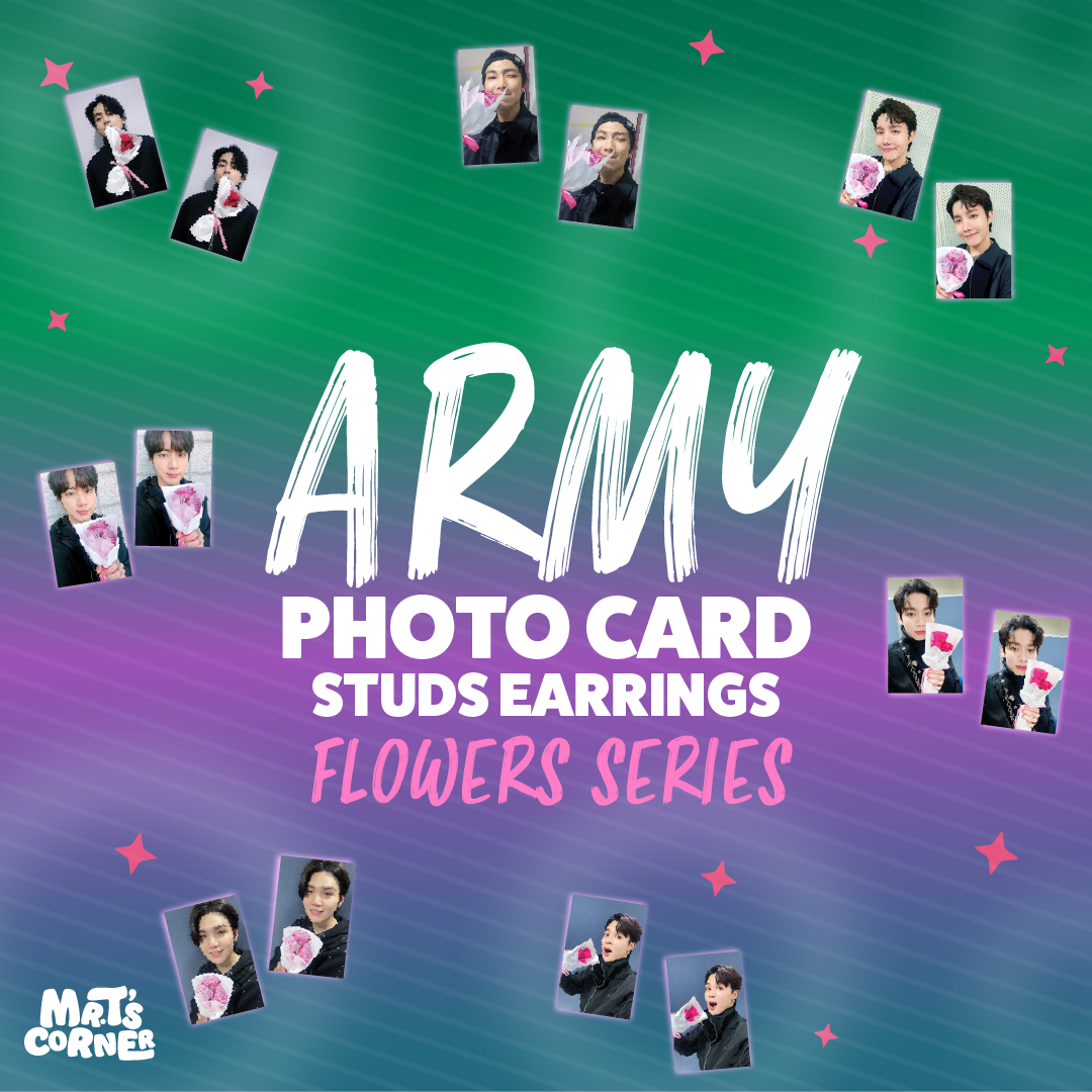 Army Photocard Stud Earrings Flowers Series
