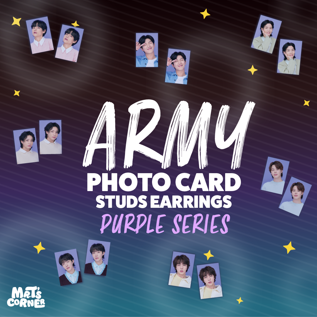 Army Photocard Stud Earrings Purple Series