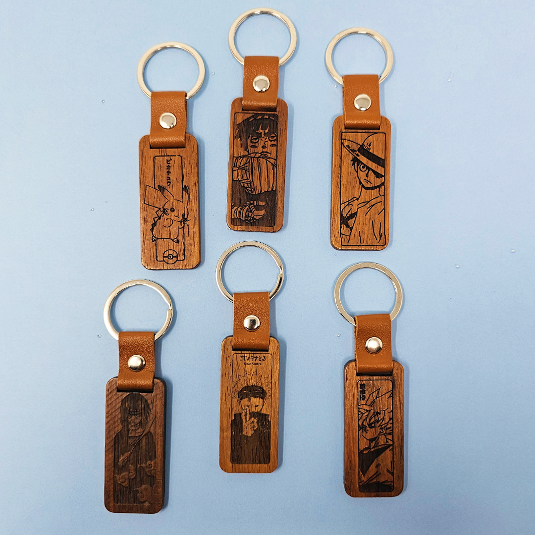 Anime Wood Keychain Set