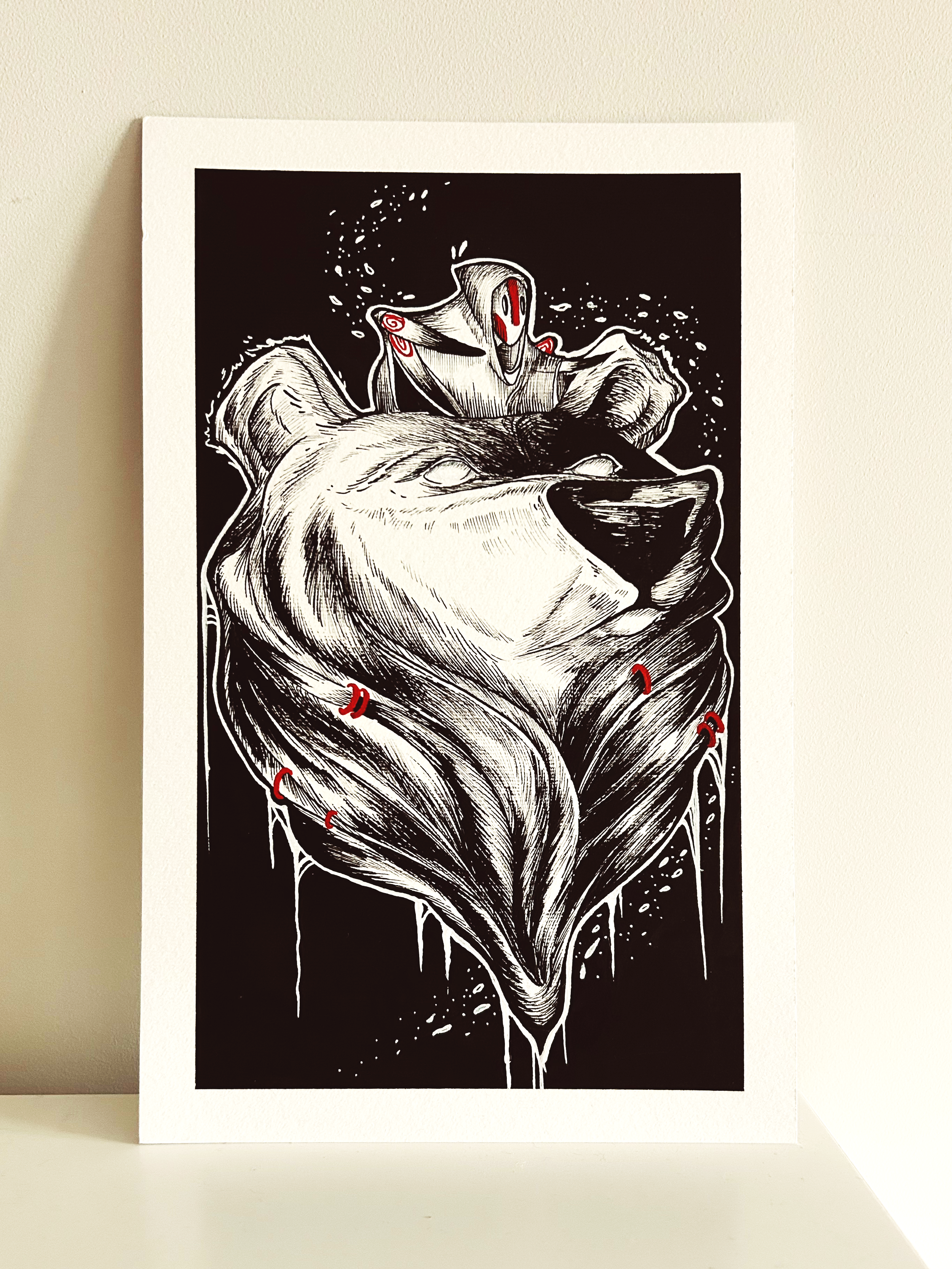 Friend. Acrylic pen on paper. A4 size