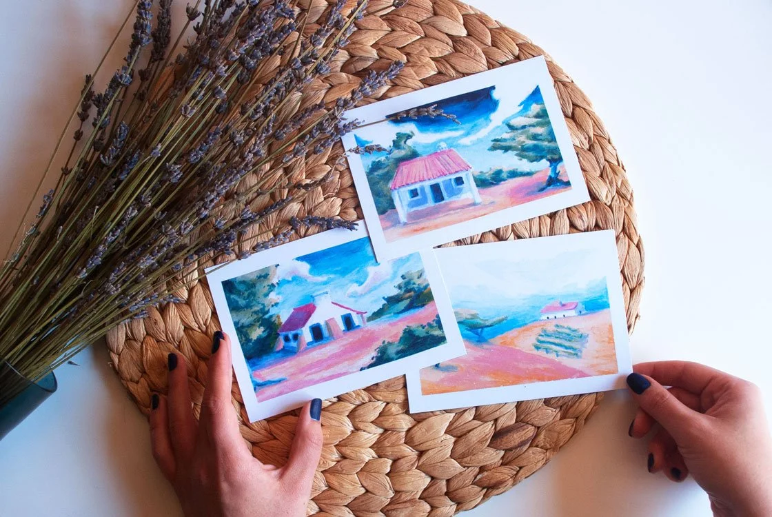 Landscapes. Traditional art, scanned and printed. A6 size