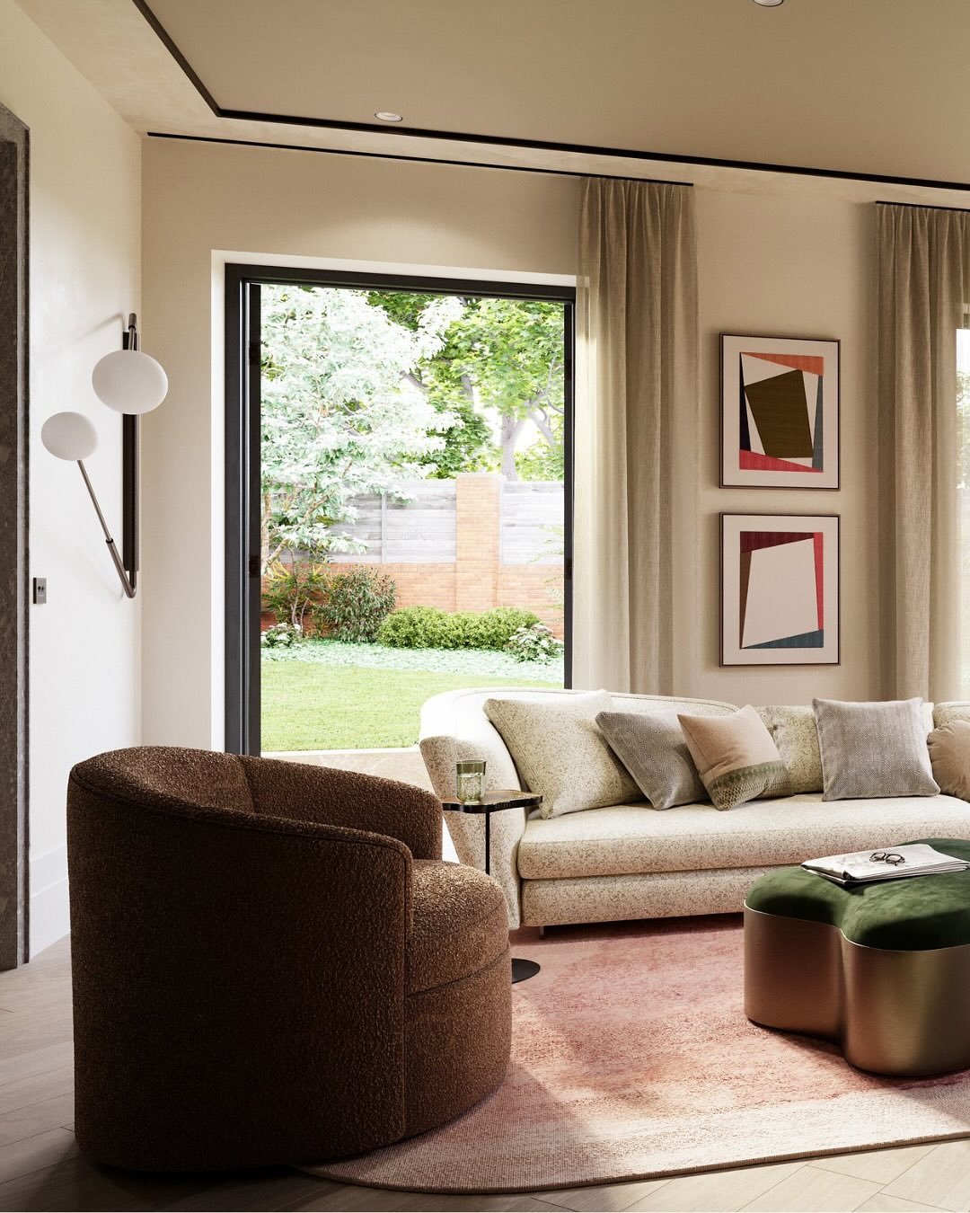 Life at Wimbledon Walled Villas is built around a seamless connection to nature, a principle beautifully expressed in the design of the living room.

&ldquo;Three sets of French doors for a single room might seem excessive, but it was a very intentio
