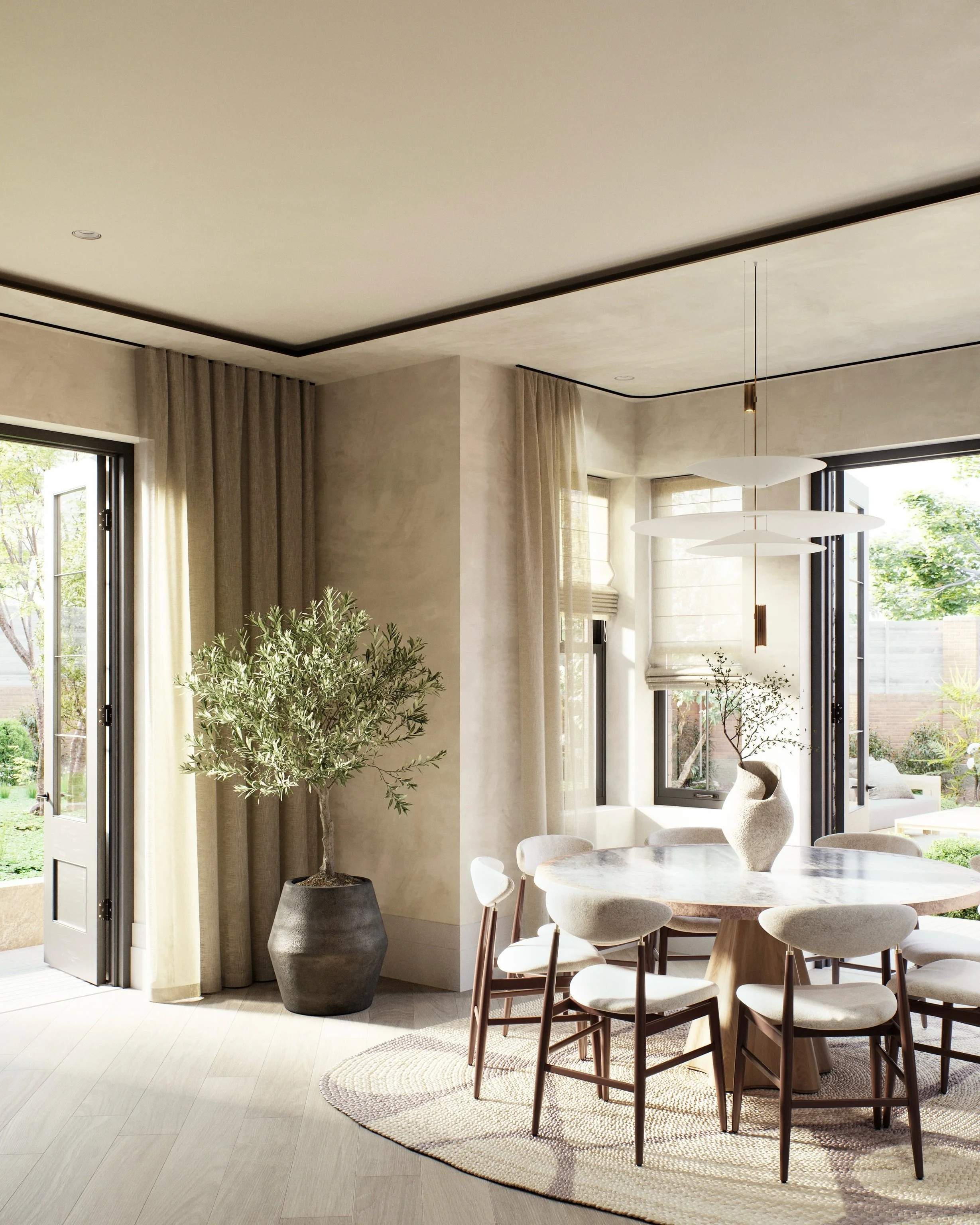Designed to be felt.

The Wimbledon Walled Villas are rooted in a tactile connection to nature blending indoors and out. In the kitchen soft, honed finishes invite touch, while carefully considered mood lighting enhances the atmosphere creating space